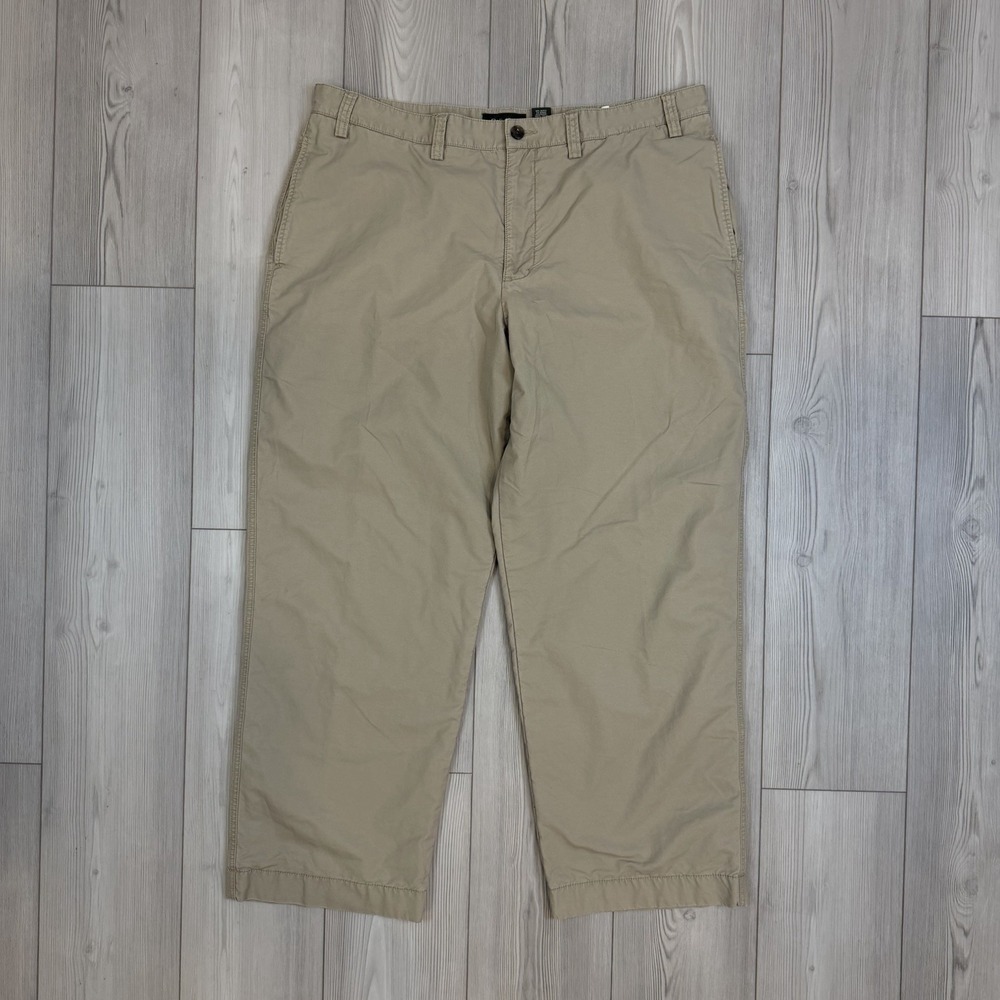 Eddie Bauer Legend Wash Flannel Lined Pants Mens 40x32 Beige Khaki Heavyweight
